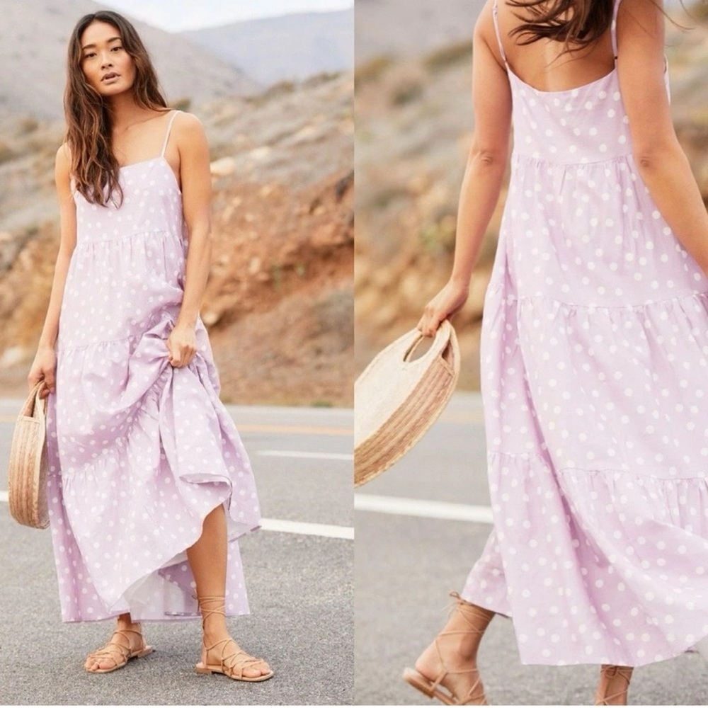 Anthropologie CHARLIE HOLIDAY Isabella Maxi Dress Lavender Polka Dot Maxi Dress